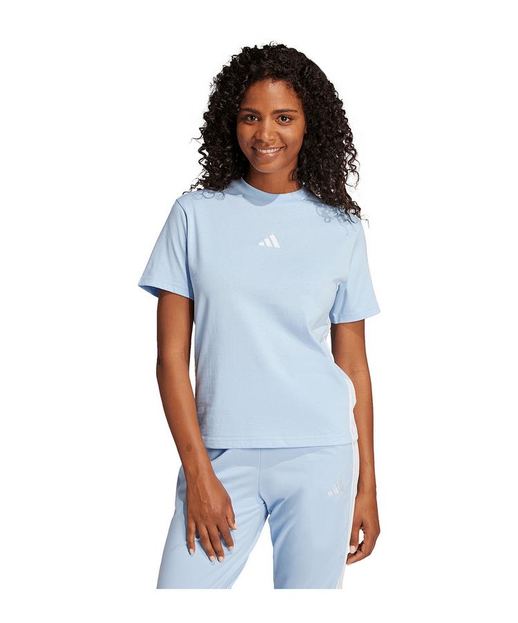 adidas adidas Essentials 3 Stripes T-Shirt Damen Laufshirt Damen - blauweiss - 0 | SportScheck