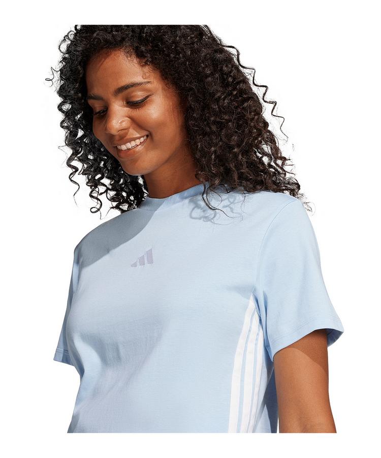adidas adidas Essentials 3 Stripes T-Shirt Damen Laufshirt Damen - blauweiss - 2 | SportScheck