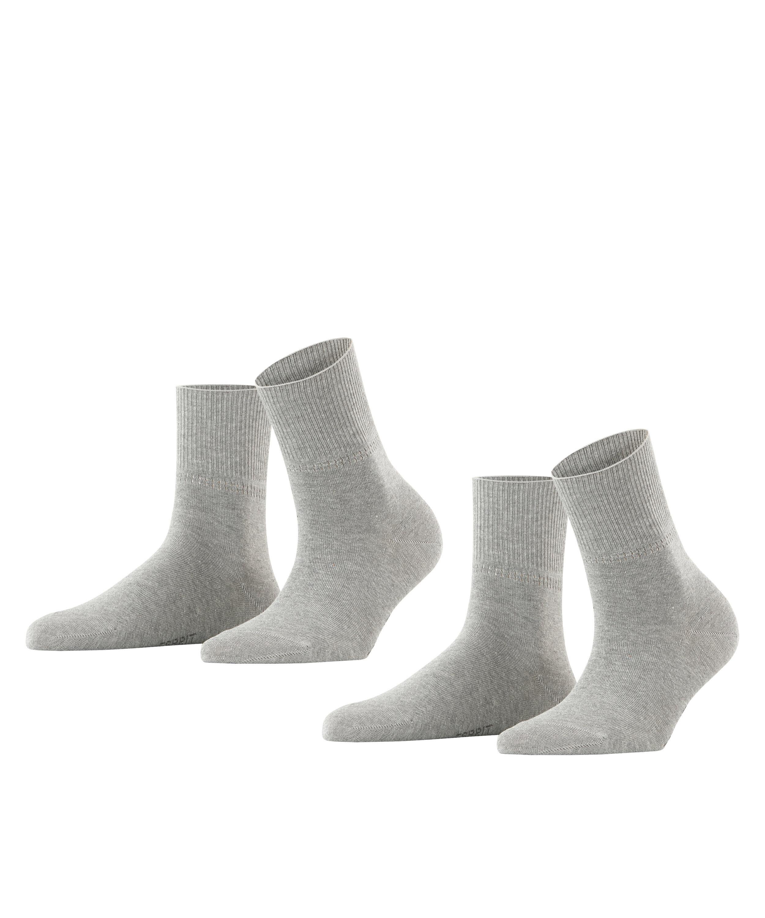 ESPRIT Ribbed Cuff SO  2-Pack Socken Damen - light grey (3400)