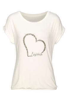 Lascana Kurzarmshirt T-Shirt Damen creme