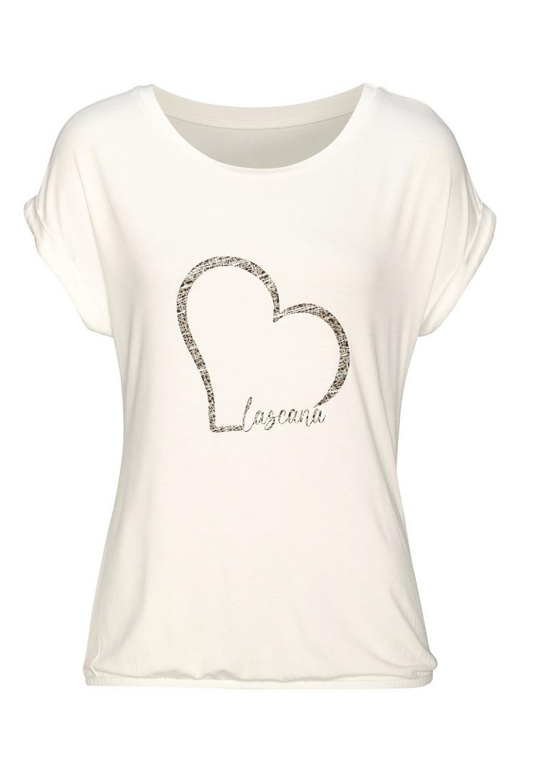 Lascana Lascana Kurzarmshirt T-Shirt Damen - creme - 0 | SportScheck