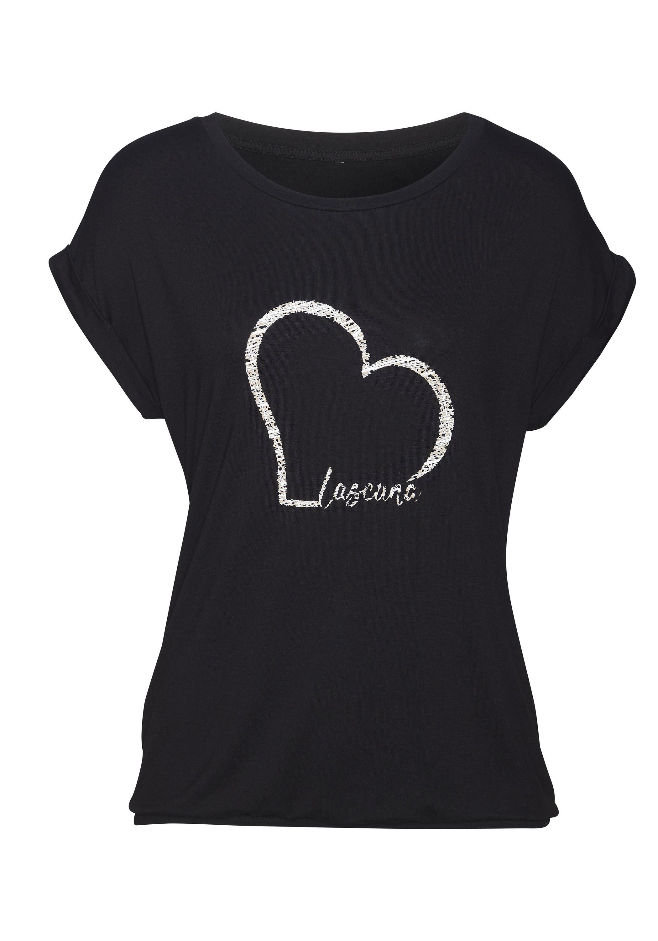 Lascana Kurzarmshirt T-Shirt Damen - schwarz