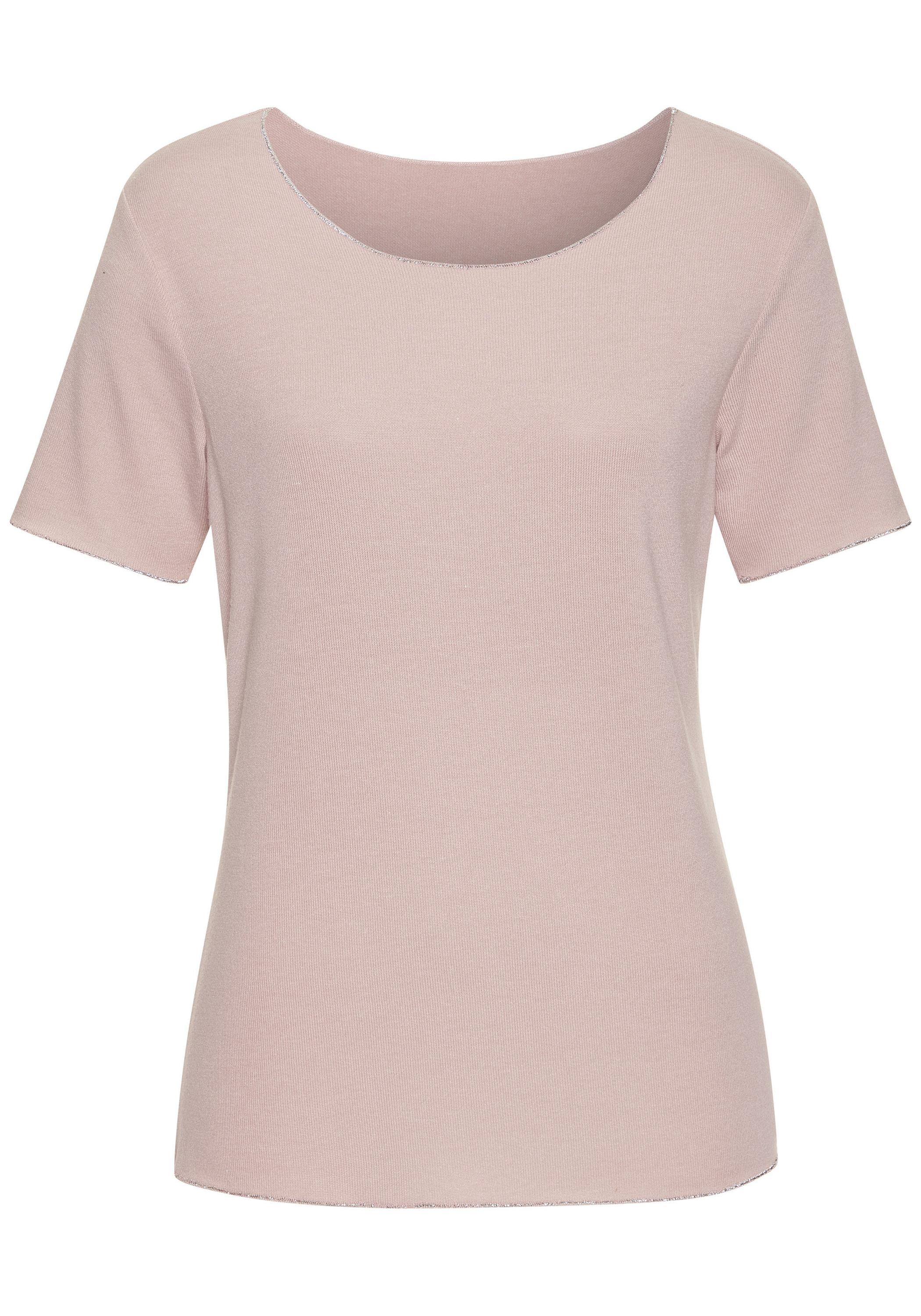 Lascana Rundhalsshirt T-Shirt Damen - rosa