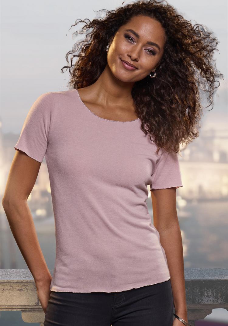 Lascana Lascana Rundhalsshirt T-Shirt Damen - rosa - 1 | SportScheck