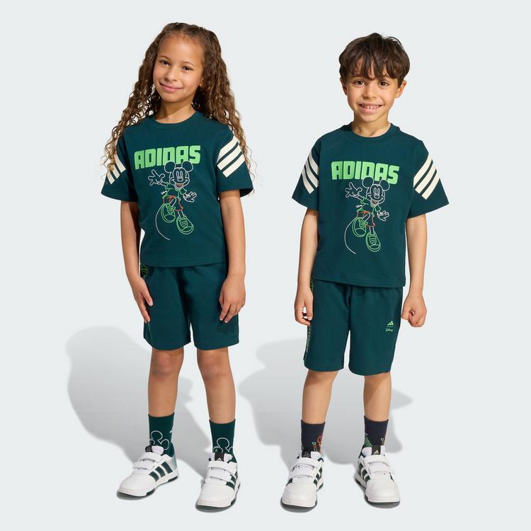 adidas adidas Disney Micky Maus T-Shirt-Set Kinder Trainingsanzug Kinder - Aurora Ivy / Off White / Lime Burst - 0 | SportScheck