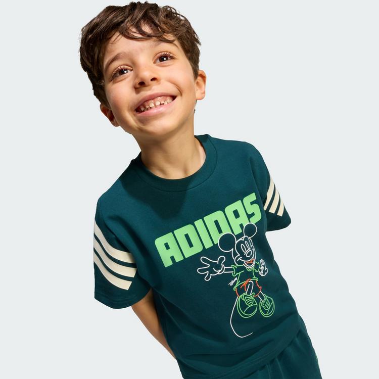 adidas adidas Disney Micky Maus T-Shirt-Set Kinder Trainingsanzug Kinder - Aurora Ivy / Off White / Lime Burst - 2 | SportScheck