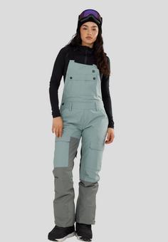 Rückansicht von FUNDANGO Sakura ECO Bib Skihose Damen Khaki