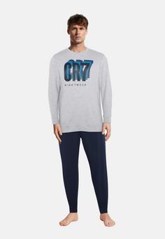 Rückansicht von CR7 Cristiano Ronaldo CR7 Mens pyjamas Pyjama Herren Grey, Blue