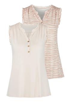 Lascana Rüschentop Unterhemd Damen rosé beige