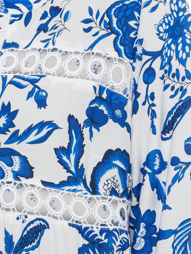 Lascana Lascana Longbluse Langarmbluse Damen - creme-blau bedruckt - 0 | SportScheck