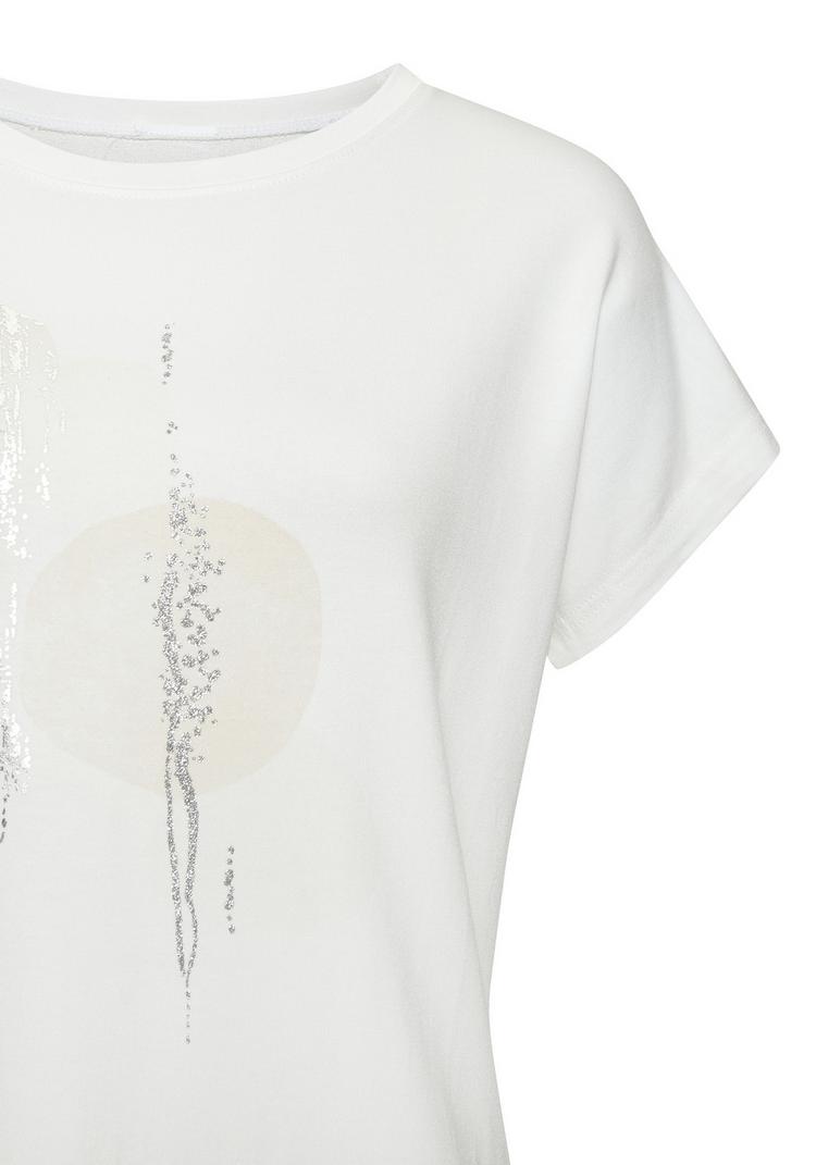 Lascana Lascana Rundhalsshirt T-Shirt Damen - wei&szlig; - beige - silber - 1 | SportScheck