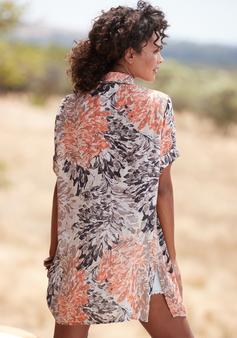 Rückansicht von Lascana Longbluse Langarmbluse Damen apricot taupe