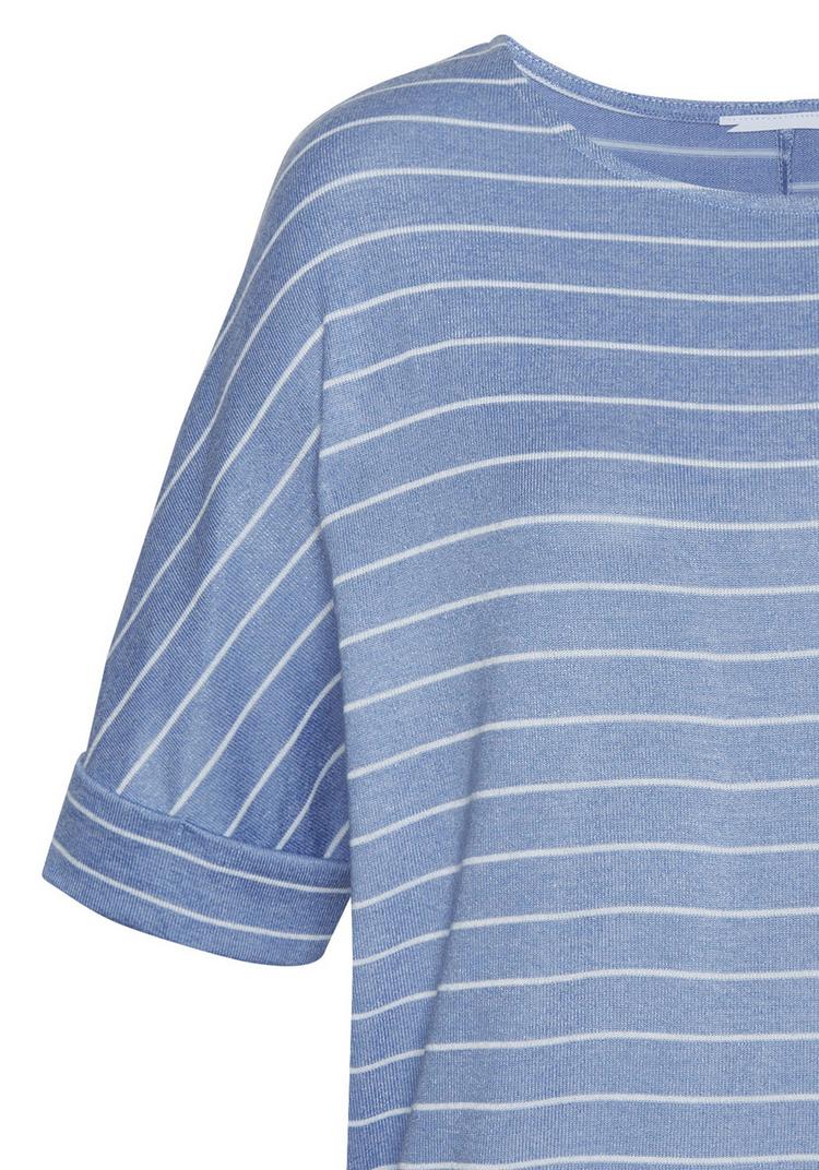 Lascana Lascana Rundhalsshirt T-Shirt Damen - blau - 0 | SportScheck