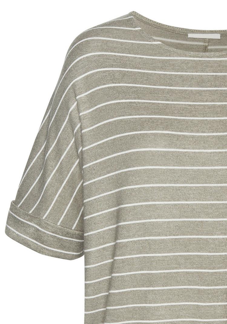 Lascana Lascana Rundhalsshirt T-Shirt Damen - khaki gestreift - 1 | SportScheck