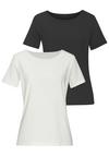 Lascana T-Shirt T-Shirt Damen - creme - schwarz