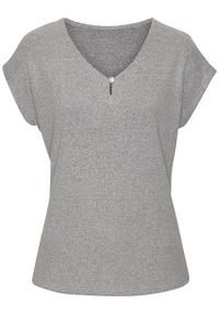 Lascana Kurzarmshirt T-Shirt Damen - silbergrau