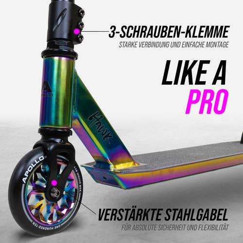 Rückansicht von Apollo Hawk Scooter full-rainbow