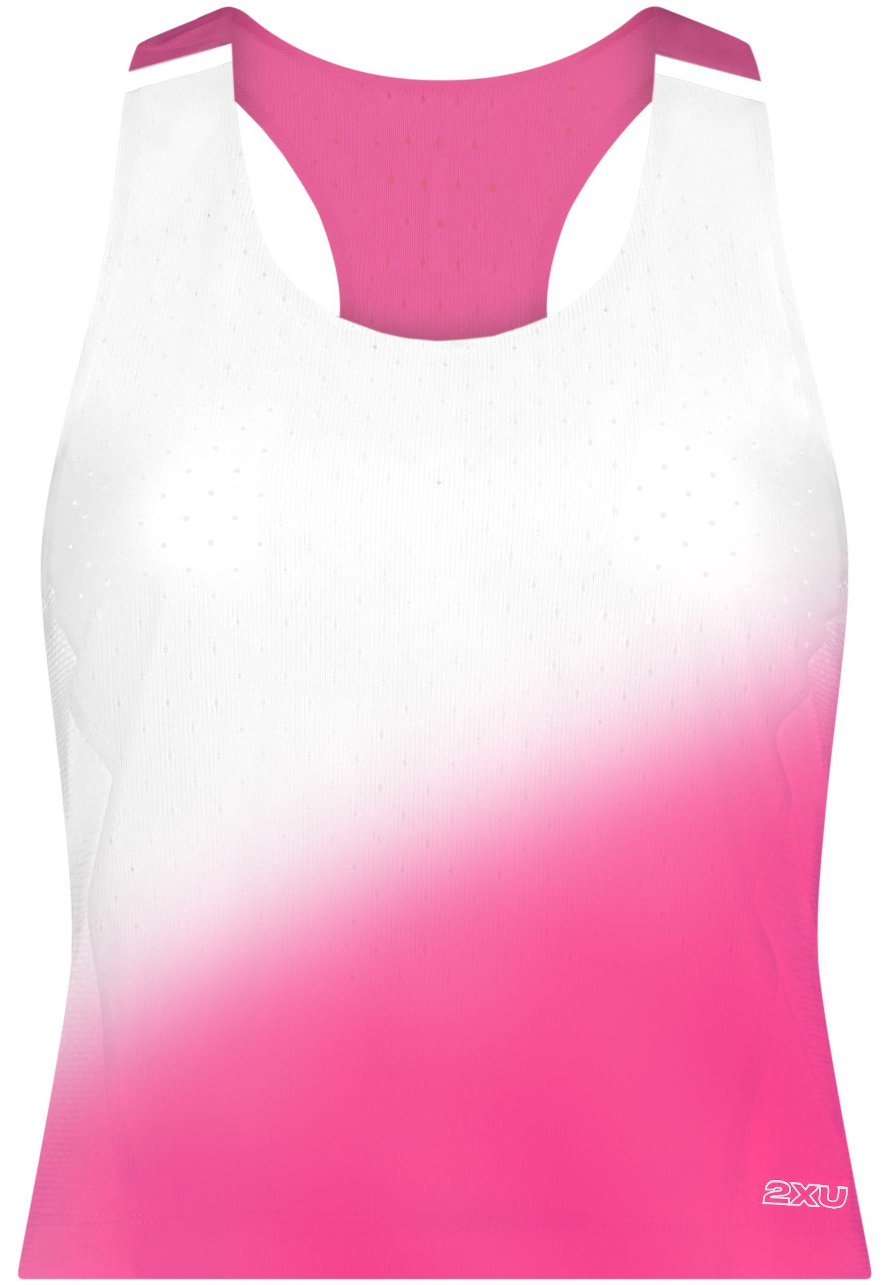 2XU Light Speed React Crop Singlet Funktionsshirt Damen - fuchsia grad-white reflective