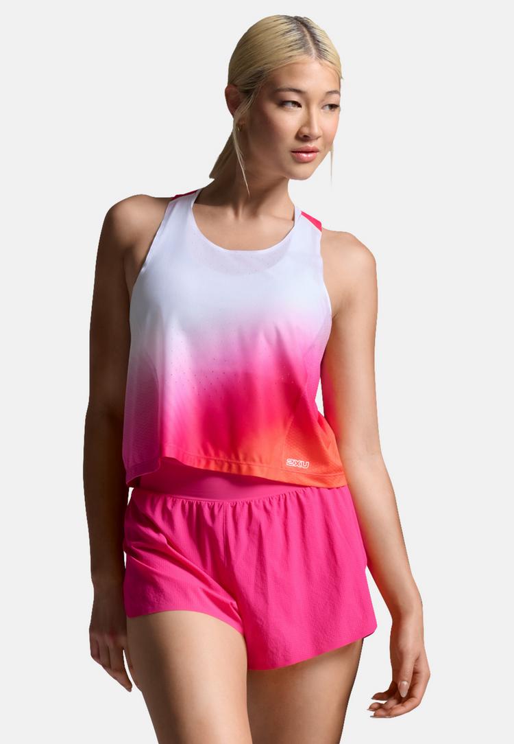 2XU 2XU Light Speed React Crop Singlet Funktionsshirt Damen - fuchsia grad-white reflective - 3 | SportScheck