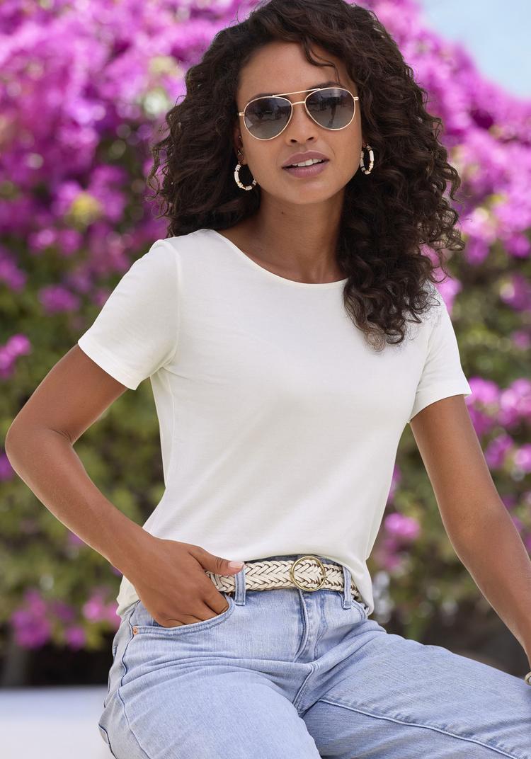 Lascana Lascana T-Shirt T-Shirt Damen - hellblau - creme - 2 | SportScheck