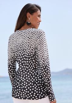 Rückansicht von Lascana Langarmshirt Langarmshirt Damen schwarz-creme bedruckt