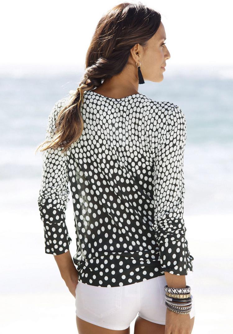 Lascana Lascana Langarmshirt Langarmshirt Damen - schwarz-creme bedruckt - 1 | SportScheck