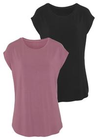 Lascana Longshirt Longshirt Damen - beere - schwarz