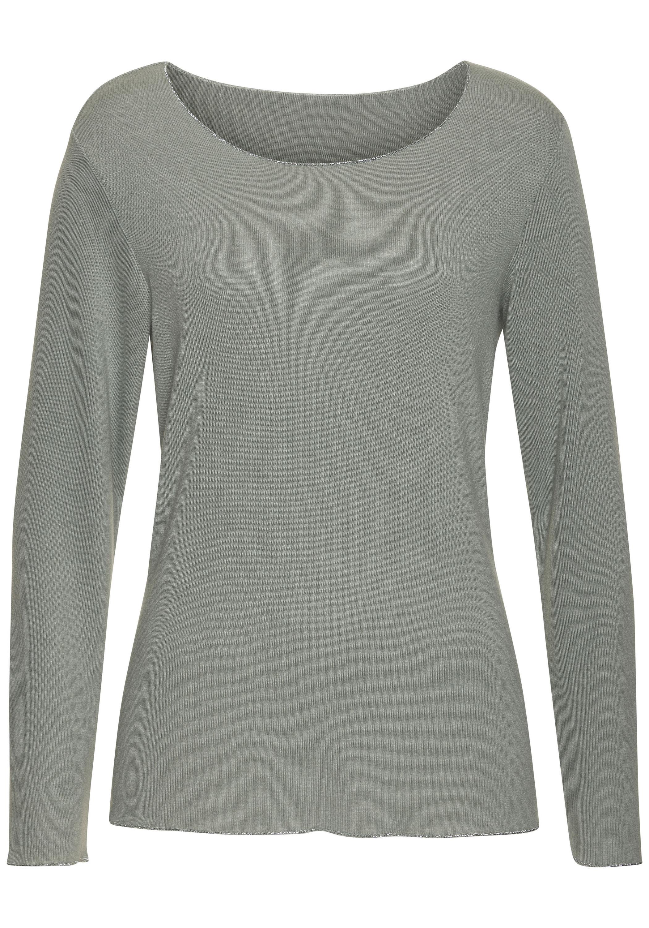 Lascana Langarmshirt Langarmshirt Damen - lindgr&uuml;n