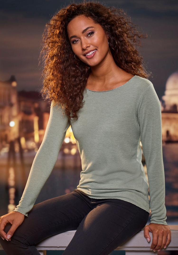 Lascana Lascana Langarmshirt Langarmshirt Damen - lindgr&uuml;n - 0 | SportScheck