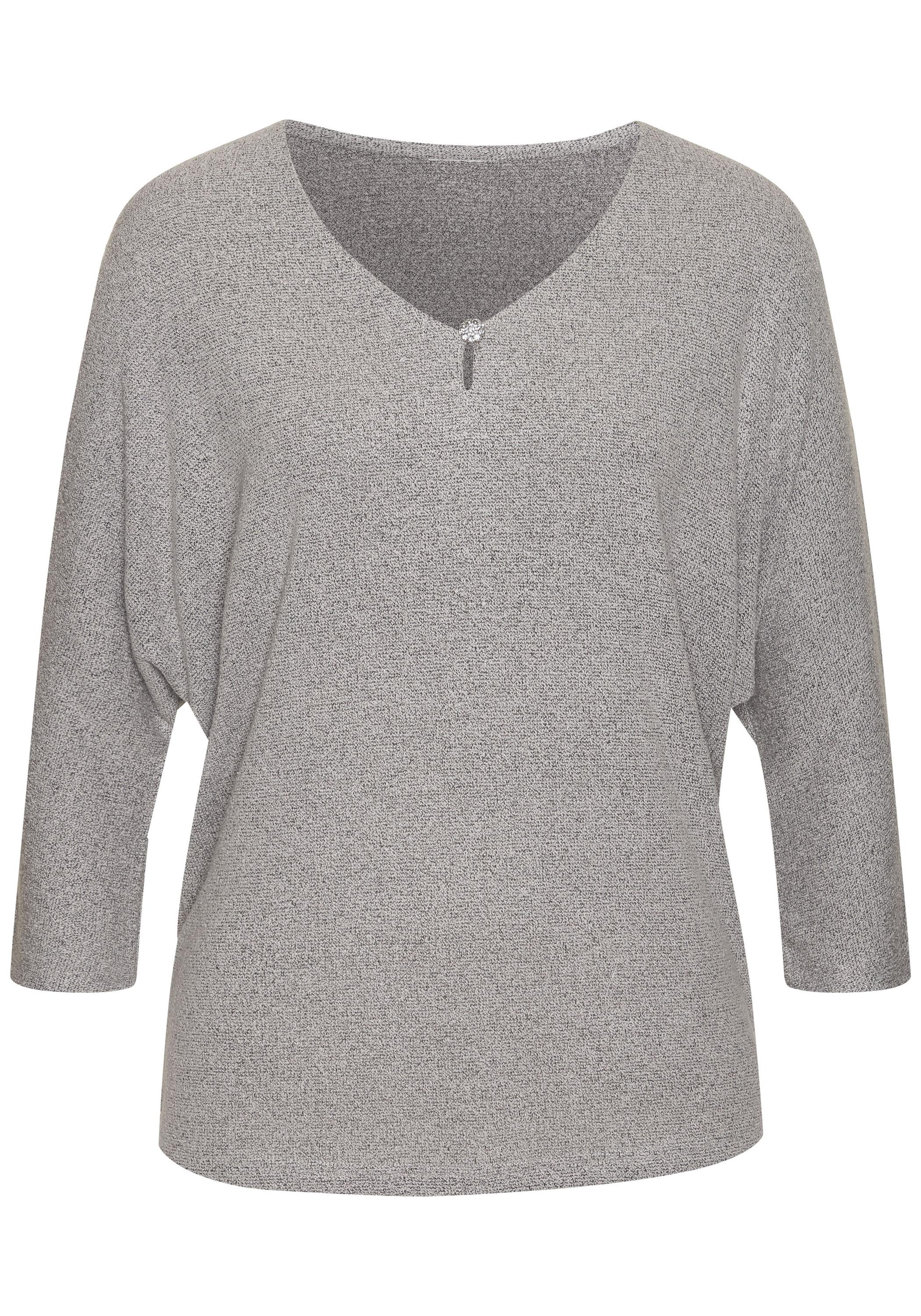 Lascana 3/4-Arm-Shirt Longshirt Damen - silbergrau