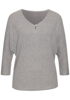 Lascana 3/4-Arm-Shirt Longshirt Damen silbergrau