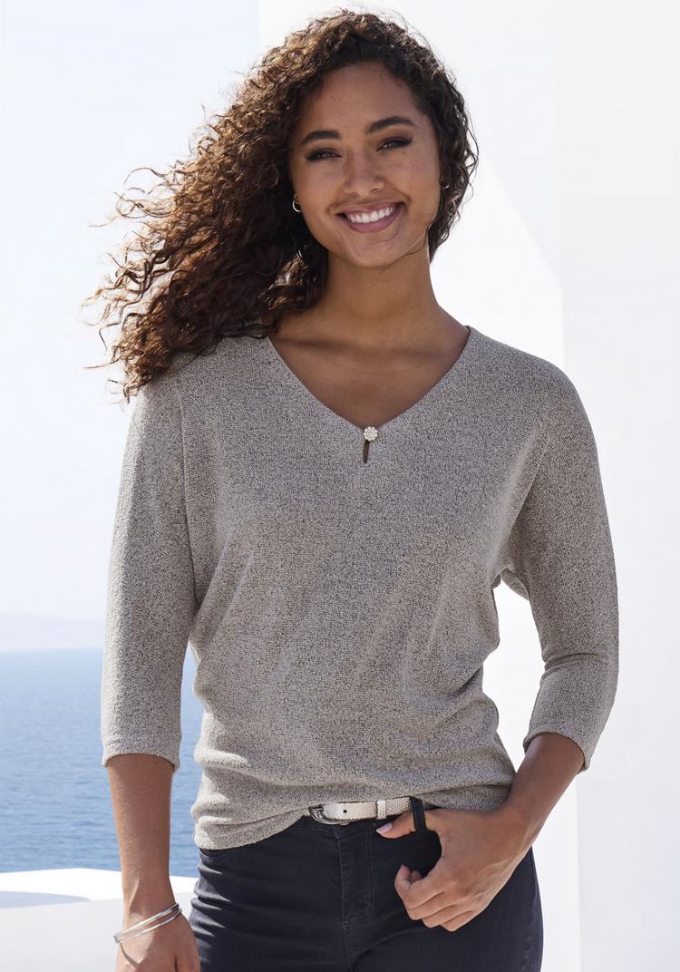 Lascana Lascana 3/4-Arm-Shirt Longshirt Damen - silbergrau - 2 | SportScheck