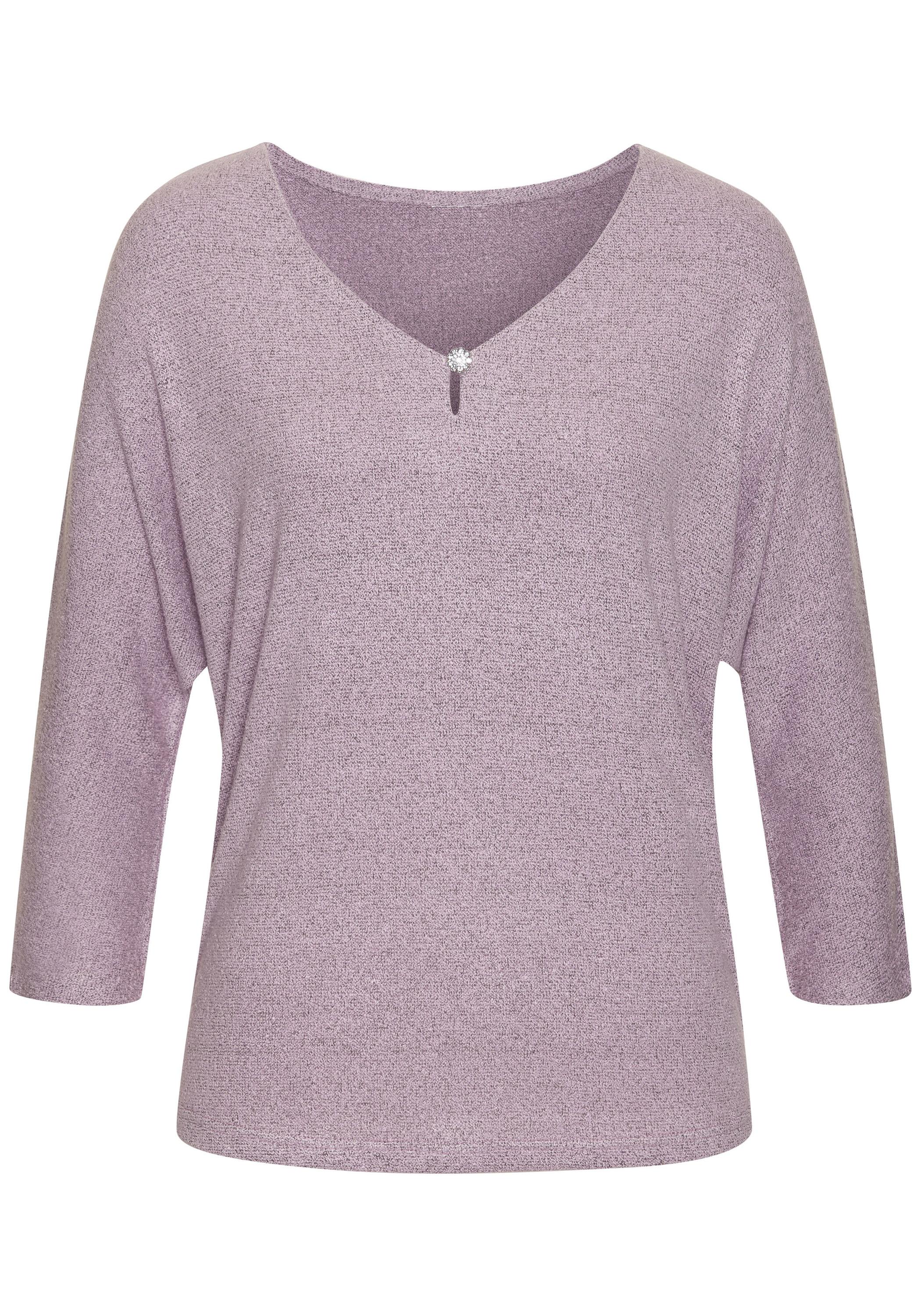 Lascana 3/4-Arm-Shirt Longshirt Damen - flieder