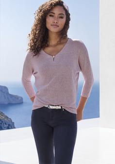 Rückansicht von Lascana 3/4-Arm-Shirt Longshirt Damen flieder