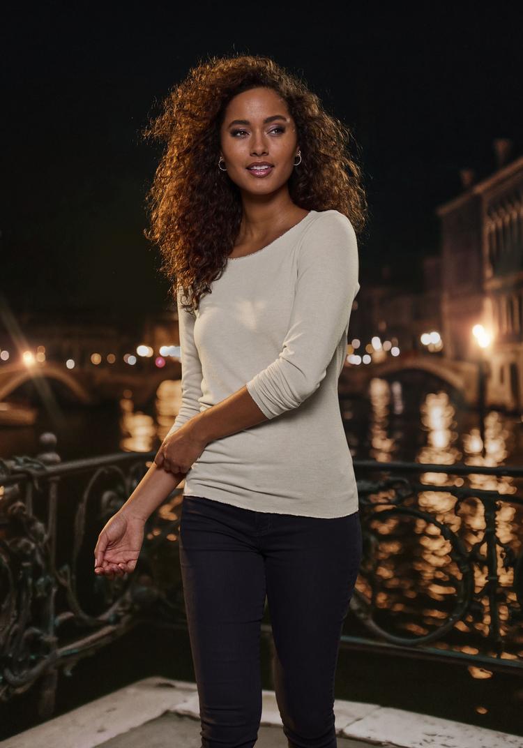 Lascana Lascana Langarmshirt Langarmshirt Damen - sand - 0 | SportScheck