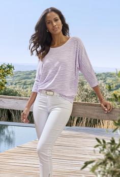 Rückansicht von Lascana 3/4-Arm-Shirt Longshirt Damen lila