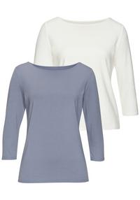 Lascana 3/4-Arm-Shirt Longshirt Damen - hellblau - creme