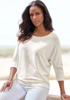 Rückansicht von Lascana 3/4-Arm-Shirt Longshirt Damen sand