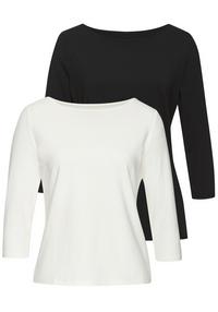 Lascana 3/4-Arm-Shirt Longshirt Damen - creme - schwarz