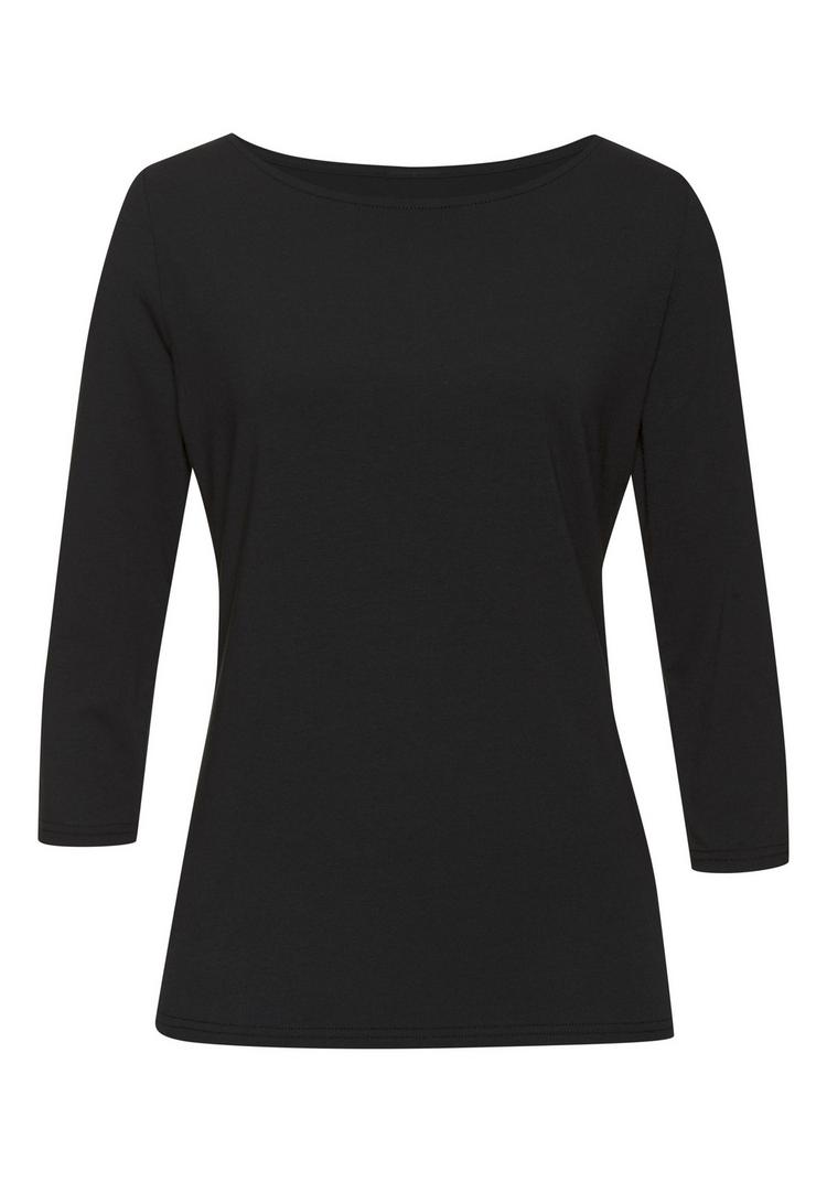 Lascana Lascana 3/4-Arm-Shirt Longshirt Damen - creme - schwarz - 2 | SportScheck