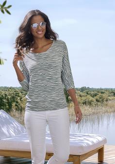 Rückansicht von Lascana 3/4-Arm-Shirt Longshirt Damen graublau