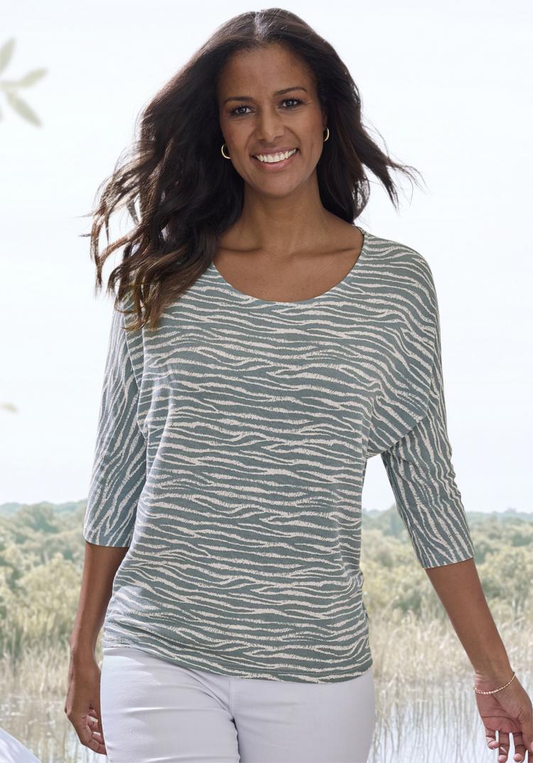 Lascana Lascana 3/4-Arm-Shirt Longshirt Damen - graublau - 1 | SportScheck