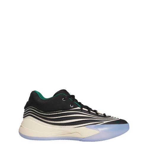 Rückansicht von adidas Dame X Schuhe Basketballschuhe Core Black / Warm Vanilla / Blue Burst