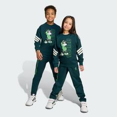 Rückansicht von adidas Disney Micky Maus Jogginganzug Kinder Trainingsanzug Kinder Aurora Ivy / Lime Burst
