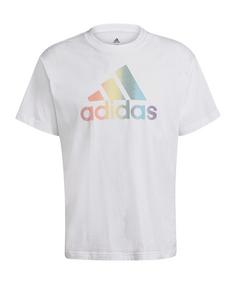 adidas Pride Badge T-Shirt Weiß Laufshirt Herren weiss