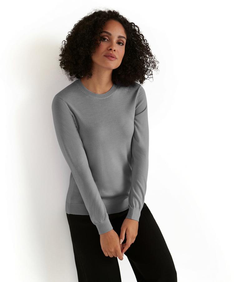 Falke Falke Crew Neck New Merino Strickpullover Damen - light grey (3400) - 0 | SportScheck