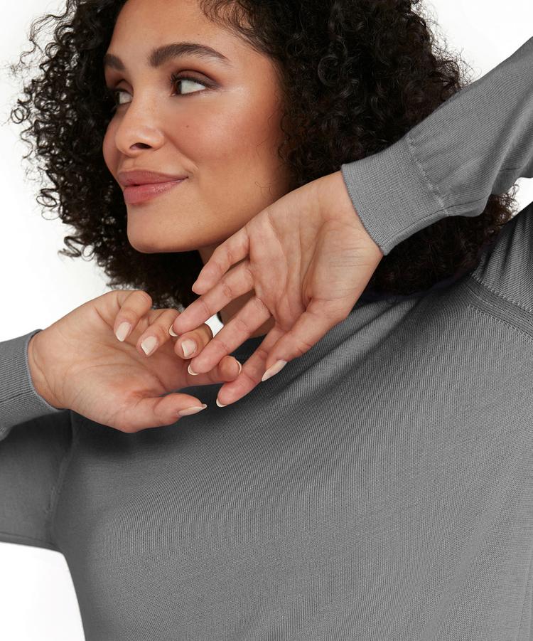 Falke Falke Crew Neck New Merino Strickpullover Damen - light grey (3400) - 2 | SportScheck