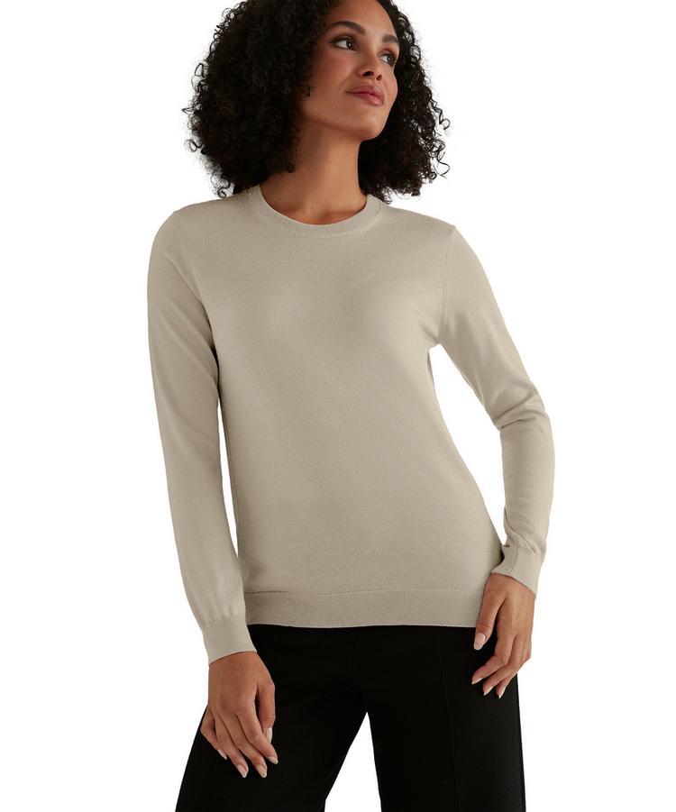 Falke Falke Crew Neck New Merino Strickpullover Damen - beige mel. (4043) - 0 | SportScheck