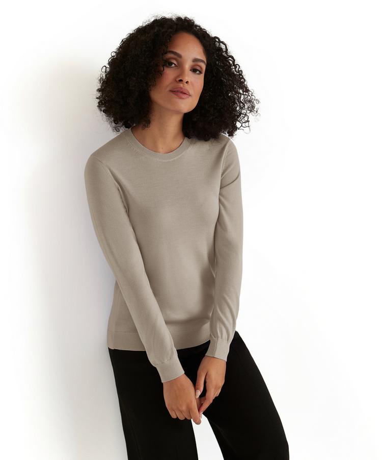 Falke Falke Crew Neck New Merino Strickpullover Damen - beige mel. (4043) - 0 | SportScheck