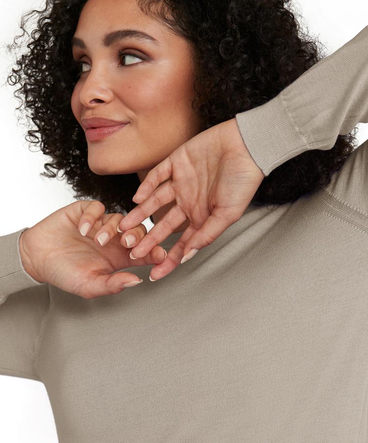 Falke Falke Crew Neck New Merino Strickpullover Damen - beige mel. (4043) - 2 | SportScheck